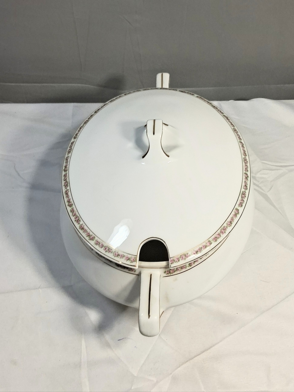 1900-1920 Hermann Ohme Hand-painted Floral Oval Lidded Soup/Cass. Tureen/ Dish